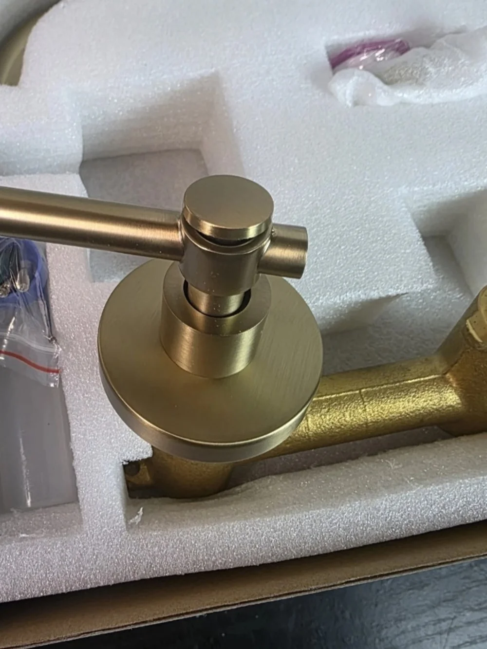 KOTTISAARI Wall Mount Tub Filler Brushed Gold Two Handle Solid Brass